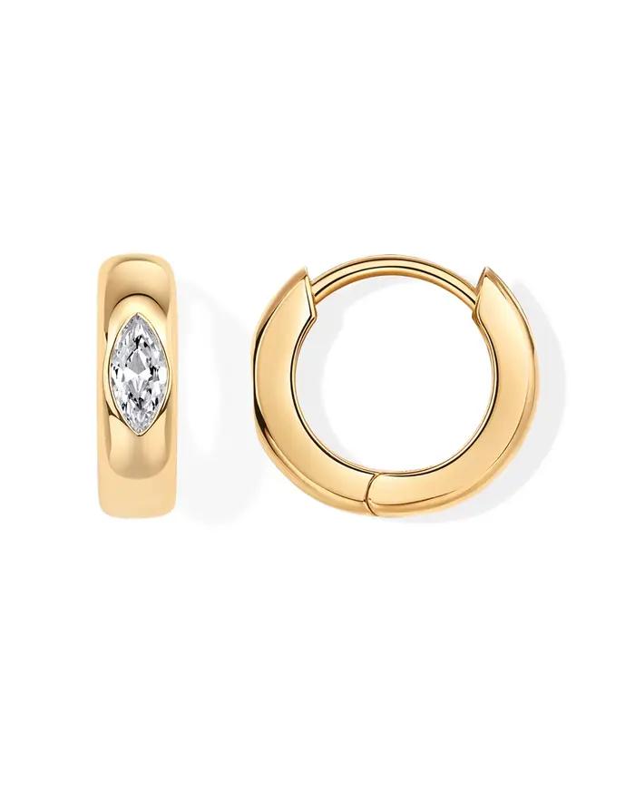 Shevalue – boucles d'oreilles créoles plaquées or 14 carats pour femmes, avec poteaux en argent Ster
