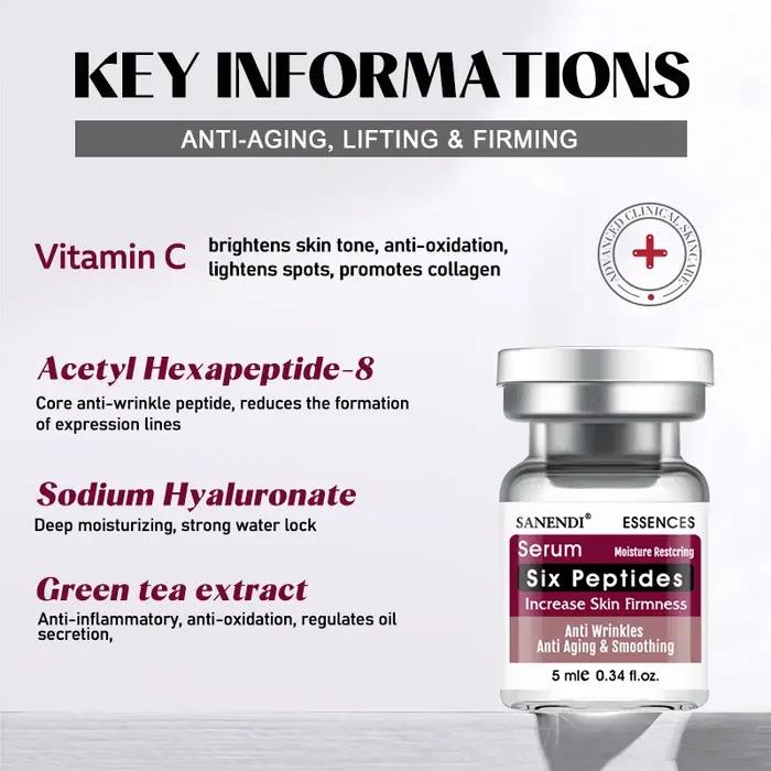 Ampoule à Six Peptides, sérum à l'acide hyaluronique pour le visage, Dr.Pen, Solution d'acné, répara