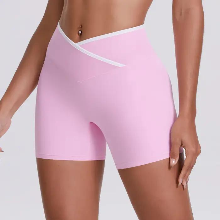 Short de Yoga taille haute pour femmes, Design croisé, séchage rapide, respirant, été, entraînement,