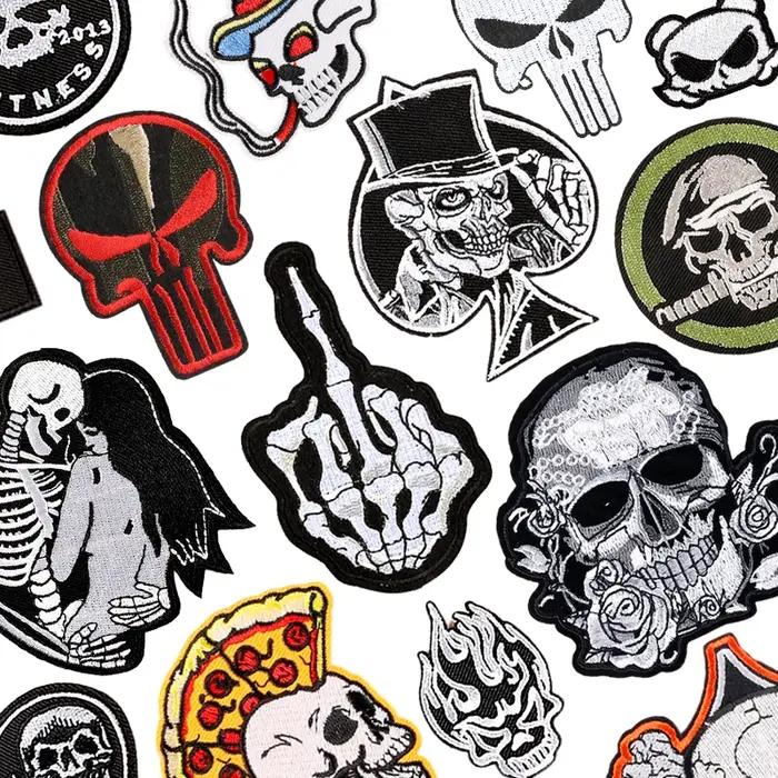 Punk patchs fer sur pour vêtements concepteur crâne extérieur brodé Parche Bordado Para Ropa Termoad