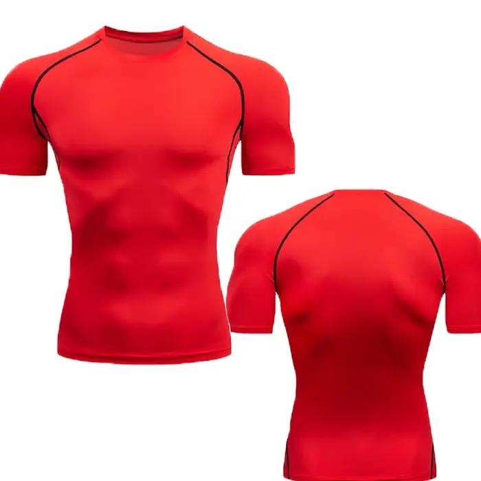 Sport T-Shirt hommes séchage rapide à manches courtes Sport T-Shirt hauts salle de Sport Fitness Com