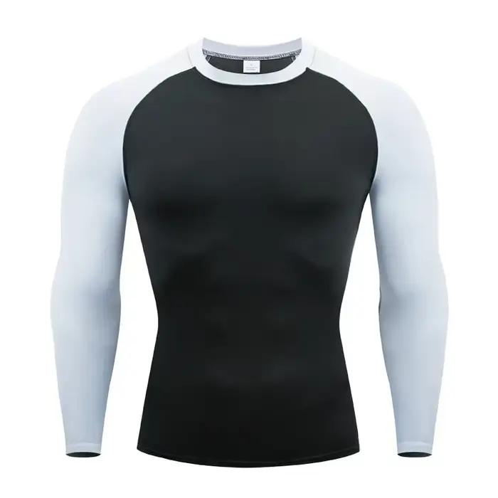 T-shirt de Compression à manches longues pour hommes, chemise de course, de musculation, à séchage r