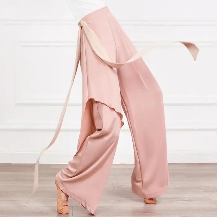 Pantalon jambes larges en mousseline de soie - Pantalon d'été taille haute style Y2K coréen