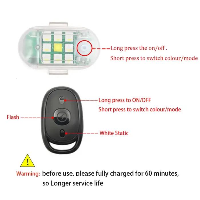 Lumière stroboscopique LED avec télécommande sans fil, pour voiture, moto, vélo, Drone, Scooter, lam