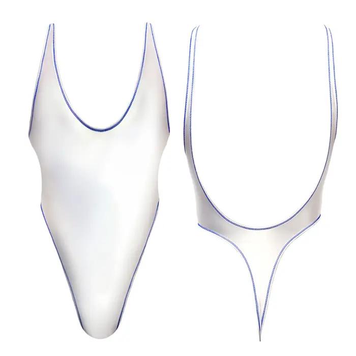Maillot de bain une pièce en satin brillant, collants masqués, bikini à haute élasticité et huileux