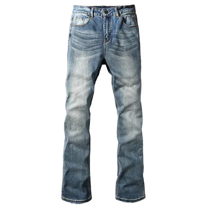 Jean Slim coupe botte pour hommes, pantalon en Denim de coton bleu de couleur Pure de haute qualité,