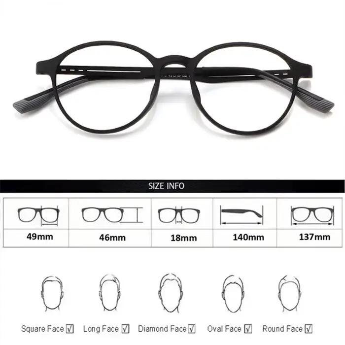 Lunettes de Myopie TR90 Ultralégères en Alliage de Caoutchouc et de Titane, Monture de Lunettes Rétr