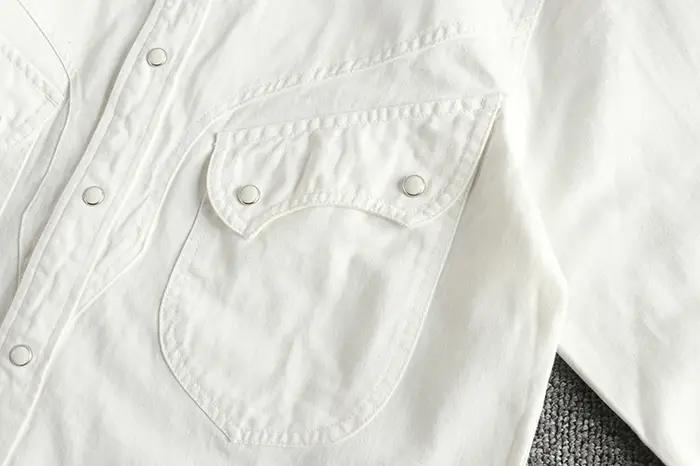 Réplique de chemise en jean pour hommes, Style rétro occidental américain, avec boutons en perles, n