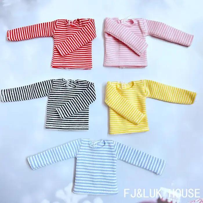 Blyth – T-shirt à manches longues et rayures en coton, vêtements pour poupées Pullip Blyth 1/6, acce