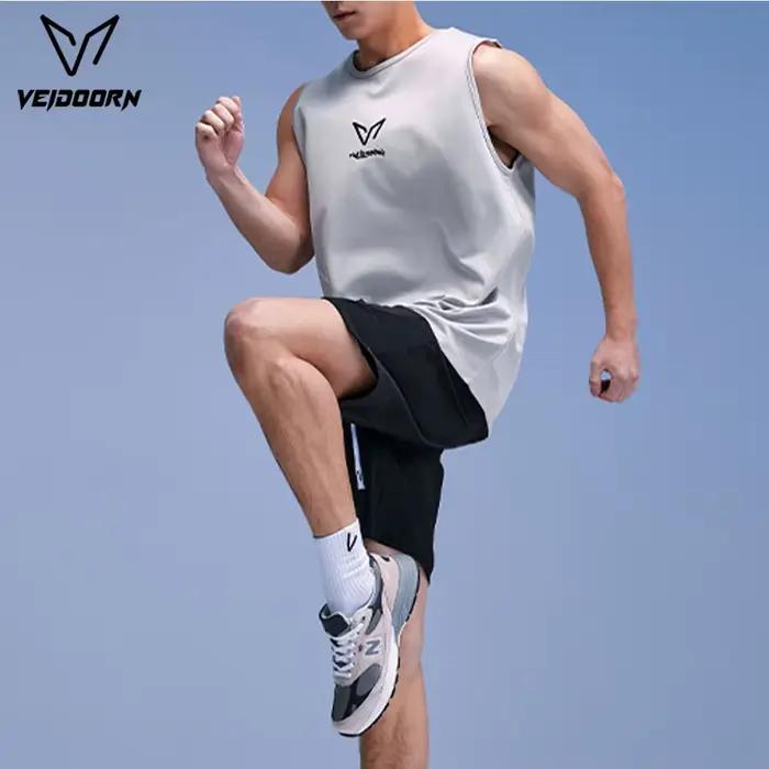 Veidoorn 2025 Gilet de course léger en maille respirante pour homme sans manches Haut de sport à séc