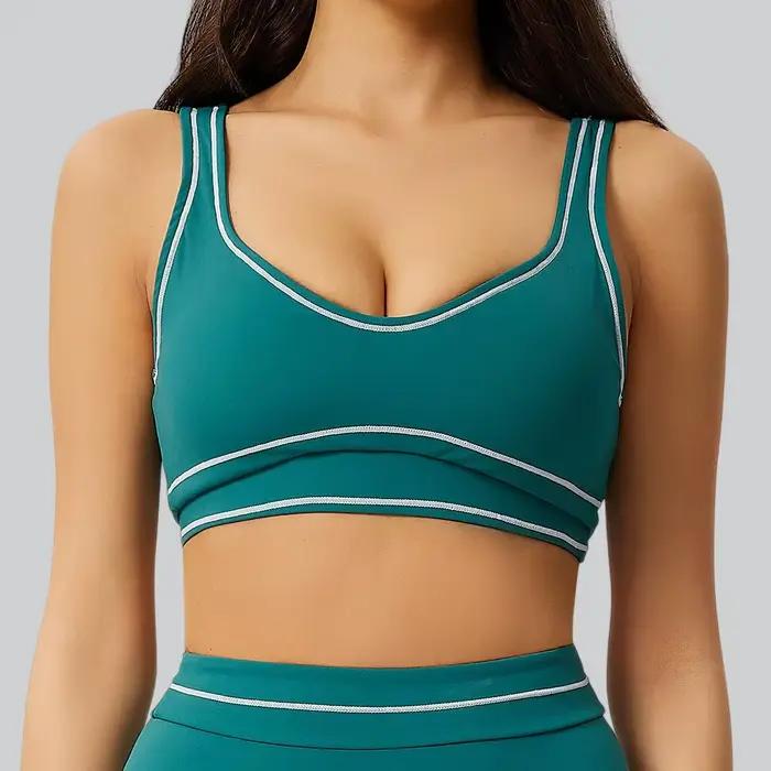 Soutien-gorge de sport color block pour femme, débardeur de yoga, brassière de fitness push-up, sous