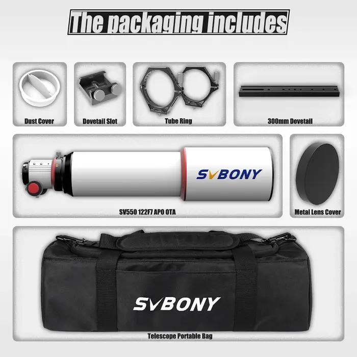 Svbony SV550 80/122mm APO télescope FPL51 réfracteur triple apochromatique OTA pour l'observation vi