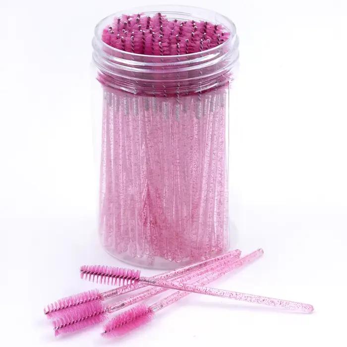 Brosses d'extension de cils avec récipient, 50 pièces/bouteille, baguettes de Mascara pour sourcils,