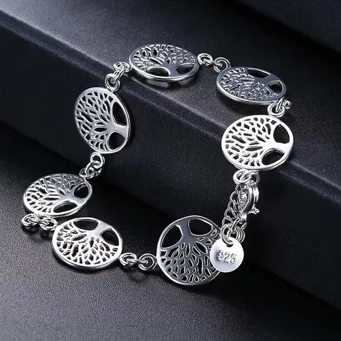 Nouveau Bracelet en argent Sterling 925 arbre de vie Bracelet pour femmes bijoux de fiançailles cade