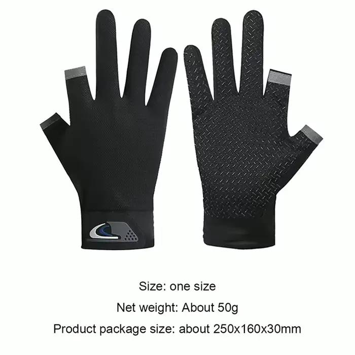 Gants de pêche d'été pour hommes et femmes, coupe à deux doigts, pour écran tactile, antidérapants,