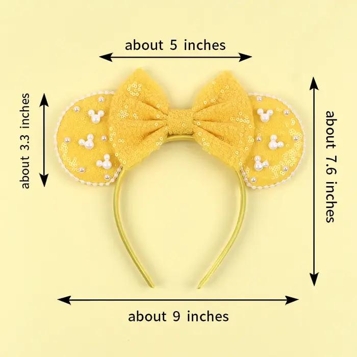 Nouveau serre-tête tendance oreilles de souris en velours de 3,3 po pour filles, bandeau doux avec n