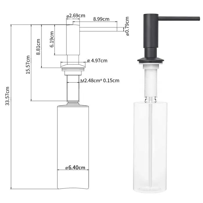 Samodra-Tête de Pompe en Laiton avec Distributeur de Savon Intégré, Bouteille PE de 500ml, Accessoir