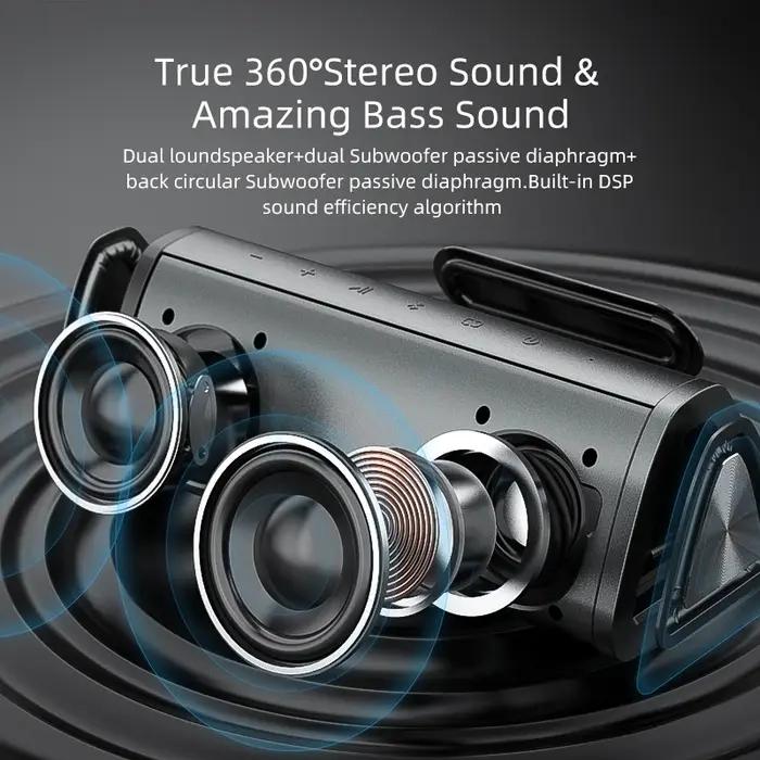 MANZA-Haut-parleur Bluetooth 360 A10 + Portable, Son Stéréo à 5.0 °, 20W, Étanche IPX7, Sans Fil, Au