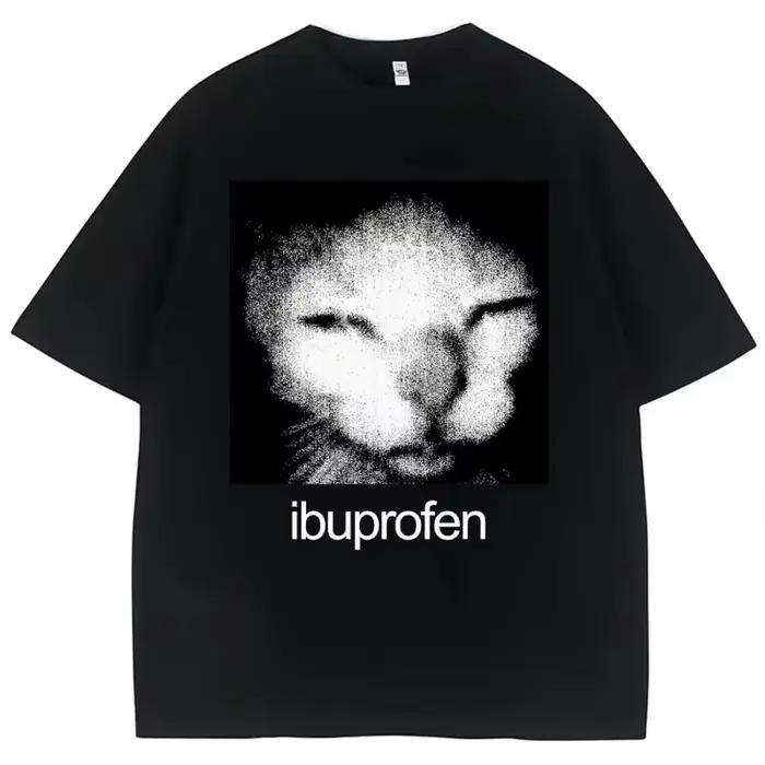 2025 Vintage drôle Ibuprofen chat Meme graphique t-shirt hommes femmes Humor mode T-shirts surdimens