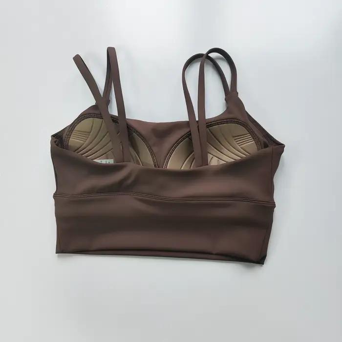 Soutien-gorge de sport sans couture pour femme, respirant, crop top de fitness, dos élégant, push-up
