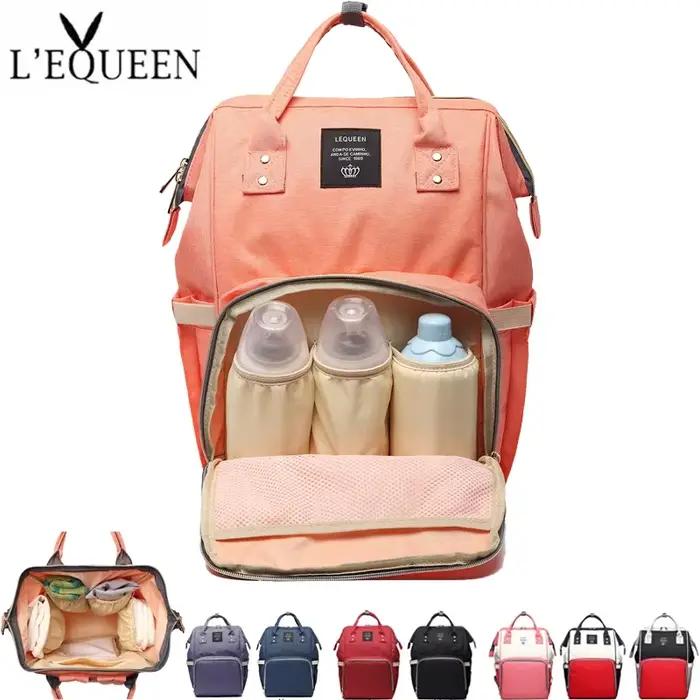 Lequeen MUNIALTER-Sac à couches pour bébé, sac à dos à langer, sac de poussette de grande capacité,