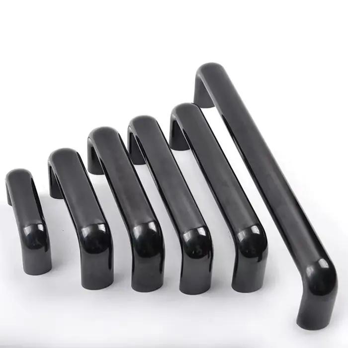 Poignées elliptiques en caoutchouc et bois, rouge/noir, pour porte d'armoire, boutons de tiroir, amé