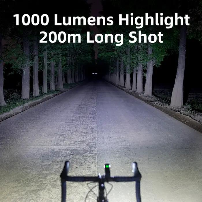 ROCKBROS – lumière de vélo 1000lm 4500mAh, lampe de poche IPX6, feu avant en aluminium, charge de Ty