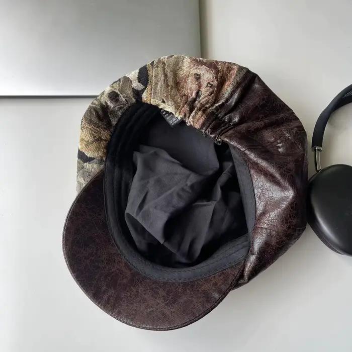 Casquettes pour femmes, béret rétro patchwork, chapeau octogonal en jacquard et velours côtelé, à la