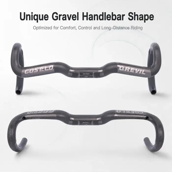 Guidon de vélo de gravier en carbone GREVIL T1000 pour vélo de route cyclocross descente chemins escarpés