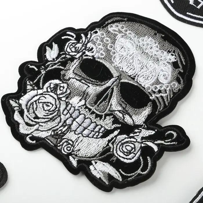 Punk patchs fer sur pour vêtements concepteur crâne extérieur brodé Parche Bordado Para Ropa Termoad