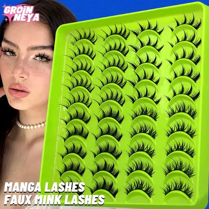 GROINNEYA Manga cils style mixte 5/9/20 paires 3D 6D 8D cils de vison cils naturels doux croix vapor