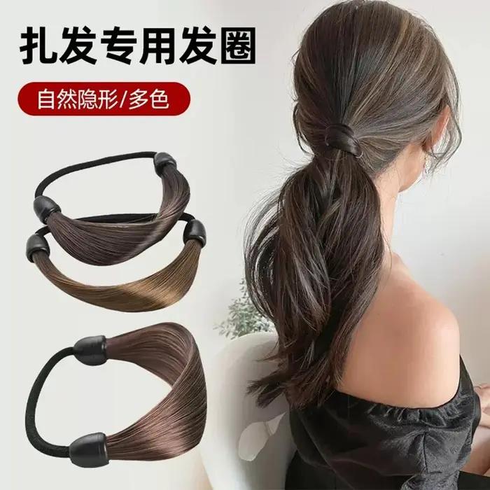 Élastique à cheveux tendance pour perruque queue de cheval droite invisible design ergonomique durable modernité coiffure sophistiquée