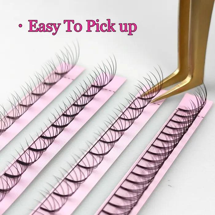 ABONNIE Extensions de cils russes pré-faits en éventail à tige courte 3D/4D/5D/6D, extensions de cil