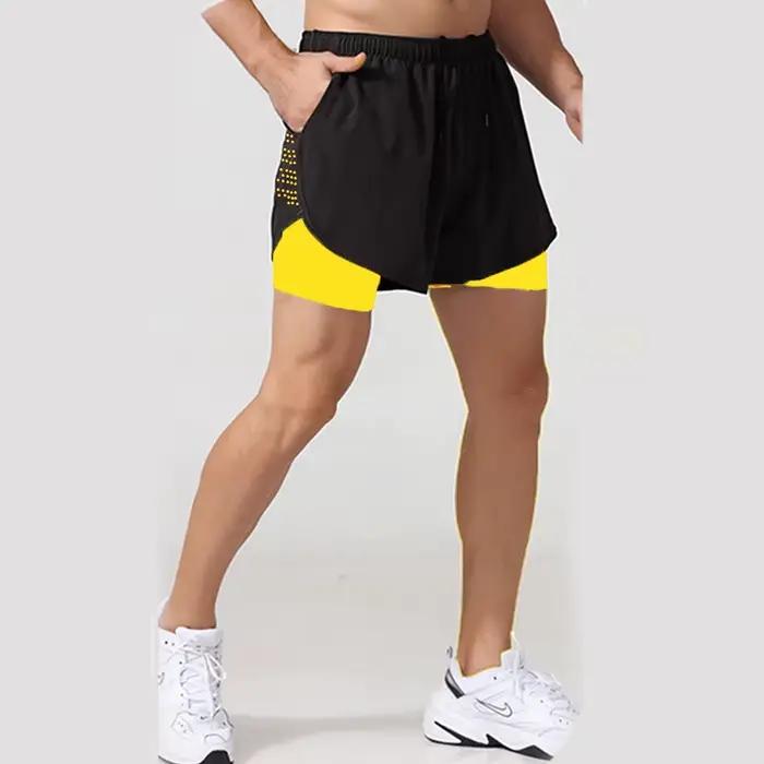 Nouveaux hommes Shorts de course Shorts de sport 2 en 1 séchage rapide entraînement gymnase Fitness