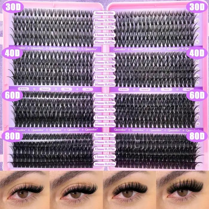 QUEENICE cils grappe bricolage Extension de cils plateau mixte grappes cils moelleux cils individuel