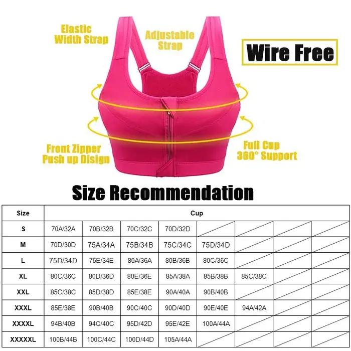 Cloud Hide Soutien-gorge de sport S-XXXXXL Femmes Sous-vêtements Fitness Push Up Fermeture à glissiè