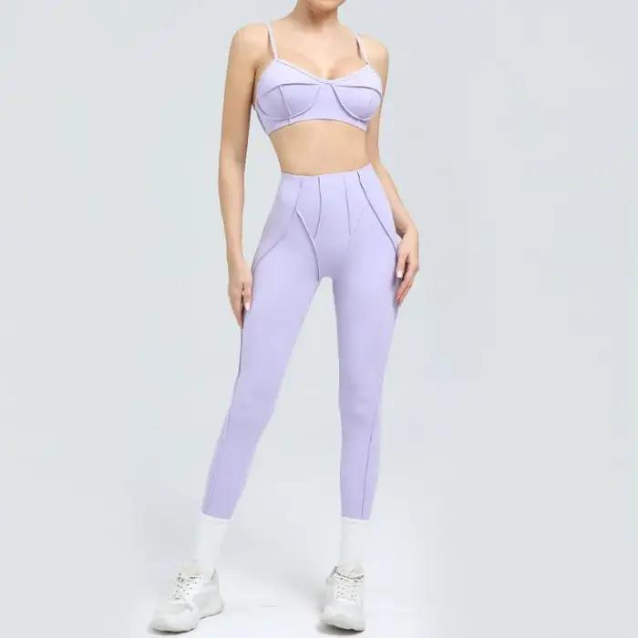 Yoga sport Fitness ensembles taille haute hanche-levage pantalon dos ouvert soutien-gorge costume dé