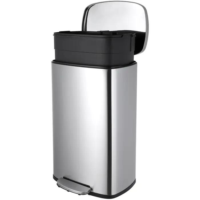 AOOU-Poubelle à marches de 13.2 gallons, poubelle en acier inoxydable, poubelle à fermeture douce av