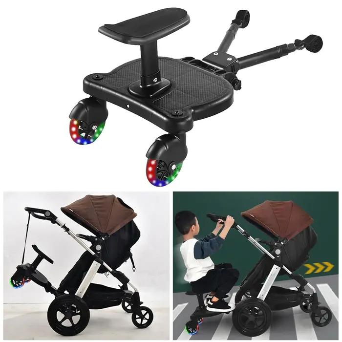 Adaptateur de pédale pour poussette avec siège et dossier amovibles 360° ° Roues rotatives, pédale