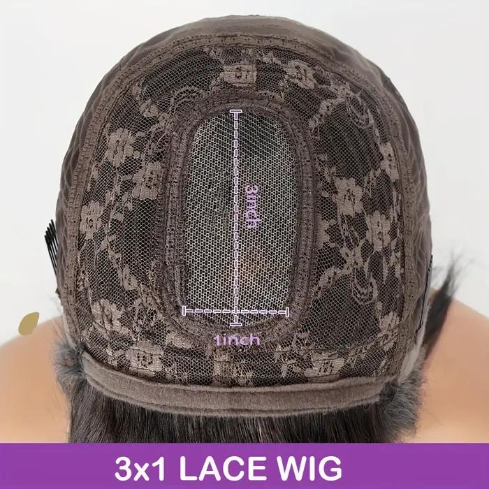 30 34 pouces droite 3x1 partie centrale dentelle perruque de cheveux humains avec frange pour les fe