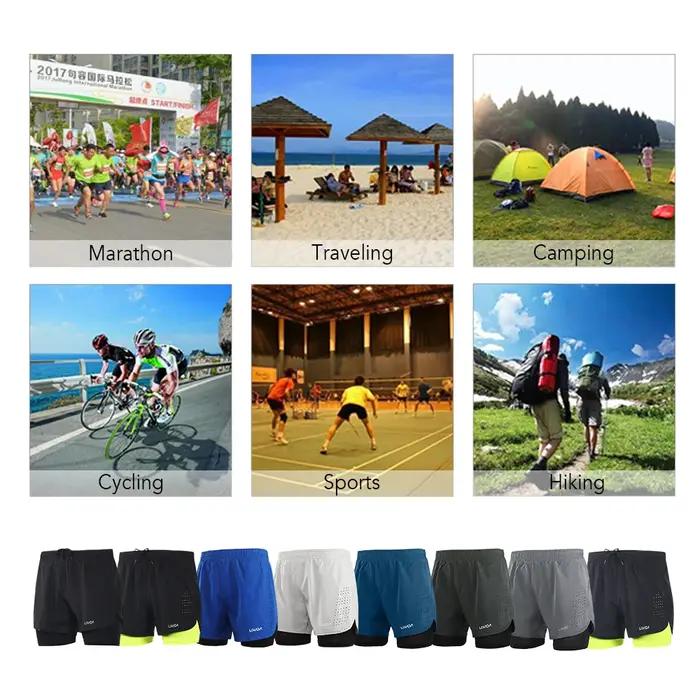 Lixada short de course 2 en 1 pour homme séchage rapide respirant entraînement actif exercice joggin