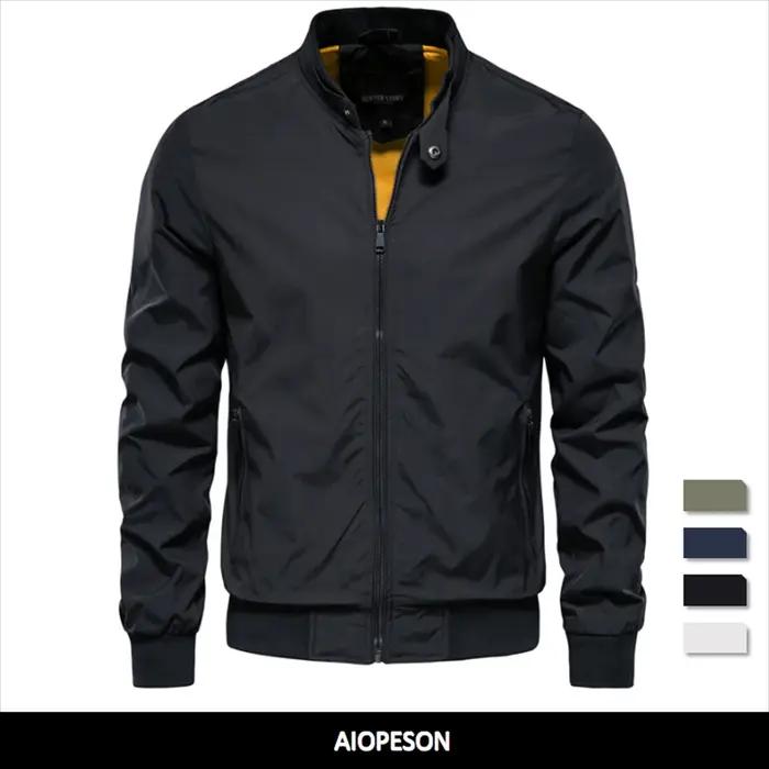 AIOPESON couleur unie veste de Baseball hommes décontracté col montant Bomber hommes vestes automne