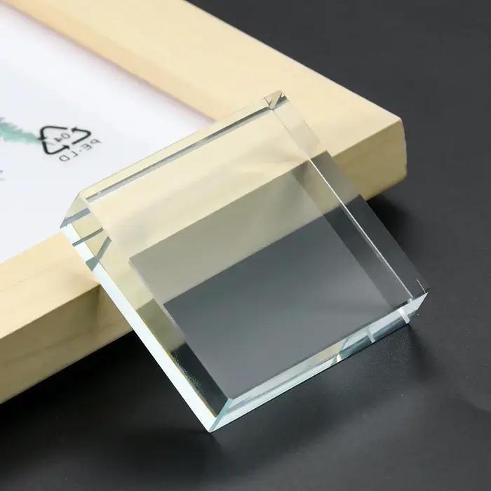 Prisme à facettes Laser transparent de 5cm, Cube carré géométrique, verre cristal, presse-papier art
