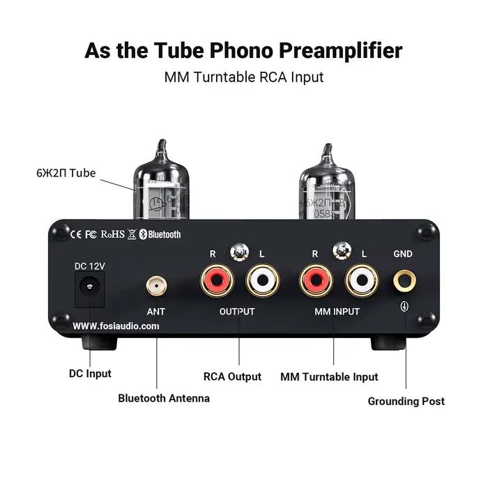 Préampli Phono Audio Bluetooth Fosi pour préamplificateur phonographe à platine avec amplificateur à