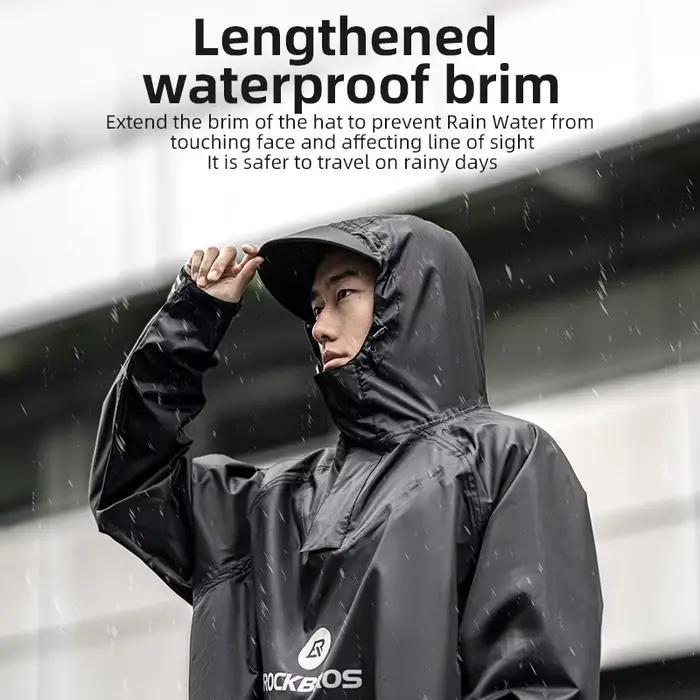 ROCKBROS-Poncho de pluie avec capuche pour homme et femme, imperméable, coupe-vent, voyage, camping,