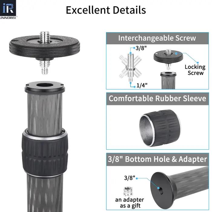 Trépied universel en Fiber de carbone à 10 couches ER362C/ER402C, colonne centrale, poteau d'extensi