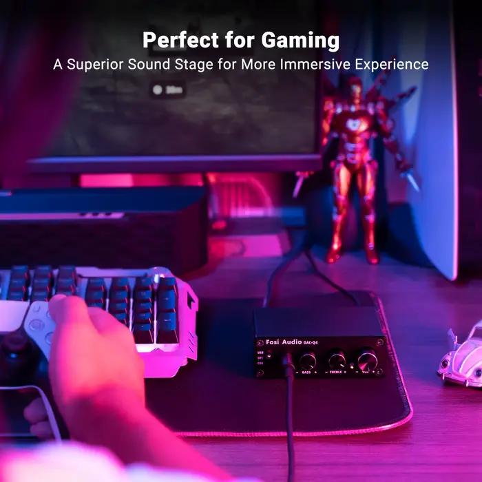 Fosi Audio Q4 Mini stéréo USB Gaming DAC et amplificateur de casque adaptateur de convertisseur