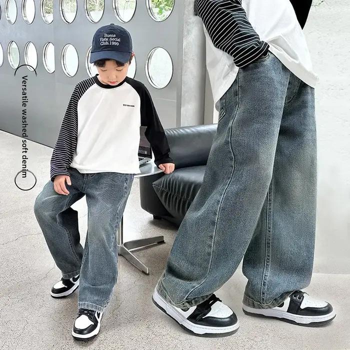 Jeans de printemps pour garçons, pantalon de mode pour enfants, nouveau pantalon droit d'automne, je