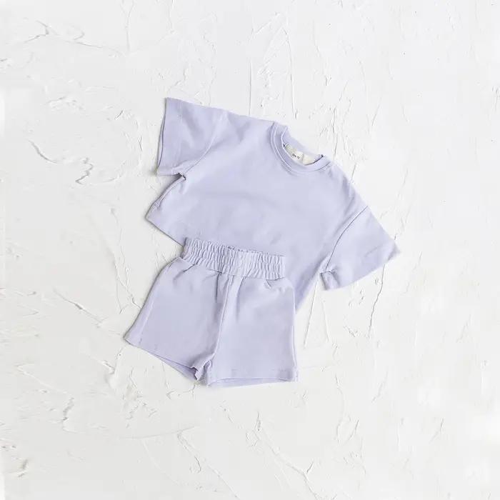 Ensemble de vêtements d'été pour bébés garçons, tenue à manches courtes, couleur unie, 2 pièces