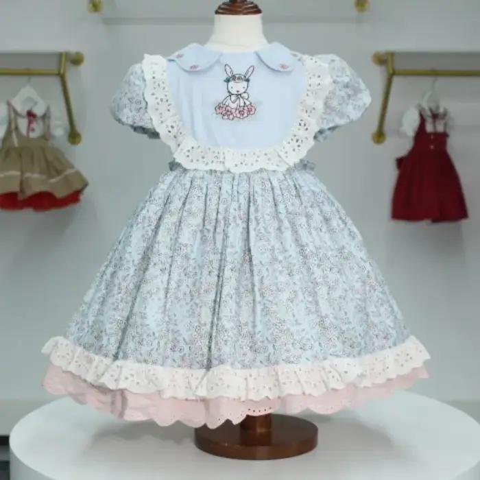 Bébé fille été rose lapin broderie turc Vintage Lolita princesse robe de bal robe pour anniversaire